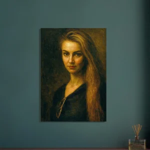 Lienzo Enmarcado Madera 60x90 cm. · "Vanesa, Reina del Brillo Interior"