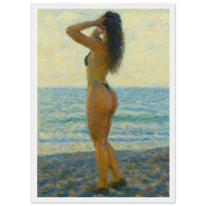 Póster de papel mate clásico con marco de madera a elegir,  tamaño A3 (29.7 x 42  cm) ·  🎨 Laura, Reina de la Orilla y el Mar 🌊