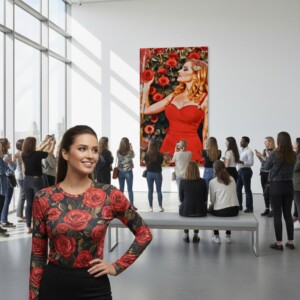 Lienzo Museo 50x100 cm. · "Eva Reina de las Rosas Rojas"