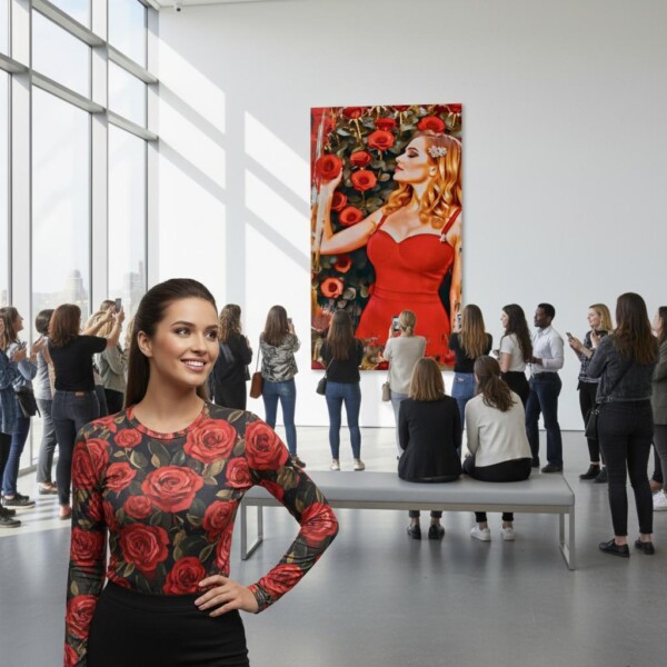 Lienzo Museo 50x100 cm. · "Eva Reina de las Rosas Rojas"